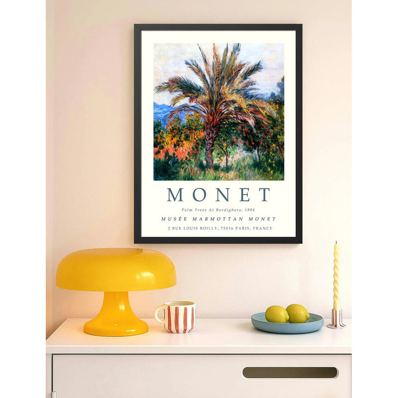 Cuadro Dormitorio Living Claude Monet Palmeras En Bordighera Marco Negro