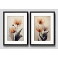 Set 2 Cuadros Flores Amapolas Tonos Pastel Con Paspartú Marco Negro