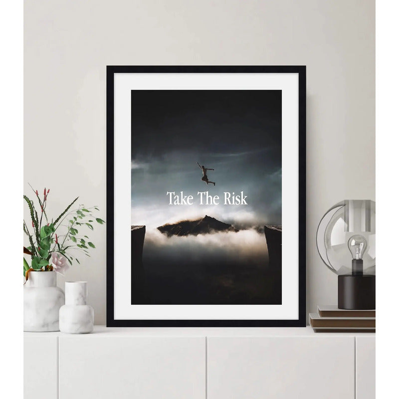 Cuadro Take The Risk Frase Motivacional Coach Personal Arte Marco Negro