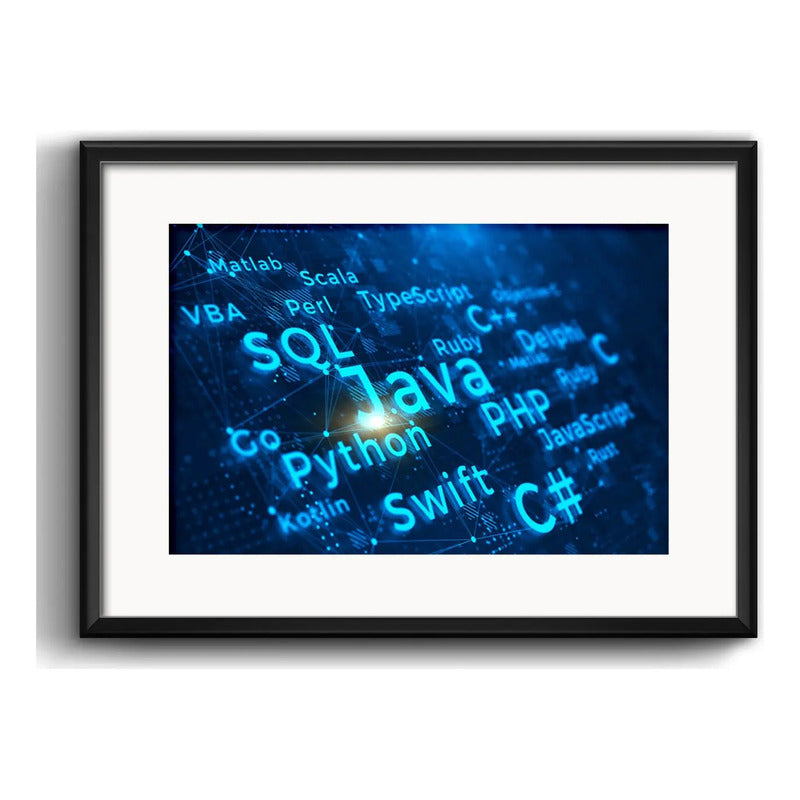Cuadro Lenguajes De Programación Pc Decoracion Con Paspartú Python Java Sql Php Javascript Swift Con Marco Negro
