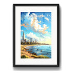 Cuadro Montevideo Uruguay Rambla Playa Mar Brs1 Con Paspartú