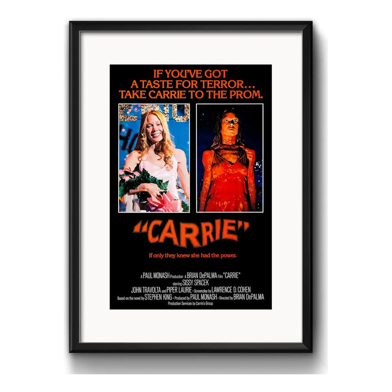 Cuadro Carrie Pelicula Terror Cinema Arte Con Paspartú Marco Negro