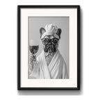 Cuadro Perro Con Bata De Bano Tomando Vino Arte Con Paspartú