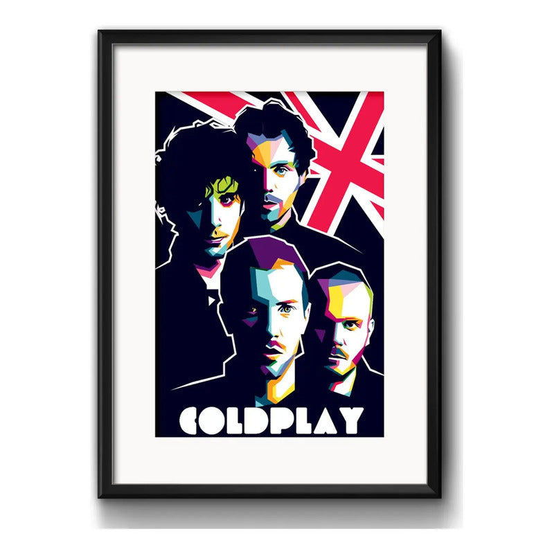 Cuadro Coldplay Pop Art Musica Rock Decoracion Con Paspartú Marco Negro