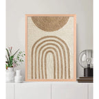 Cuadro Living Dormitorio Abstracto Textura Beige Marco Oak Marco Negro