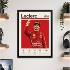 Cuadro Charles Leclerc Formula 1 Logros Signature Auto Marco Negro