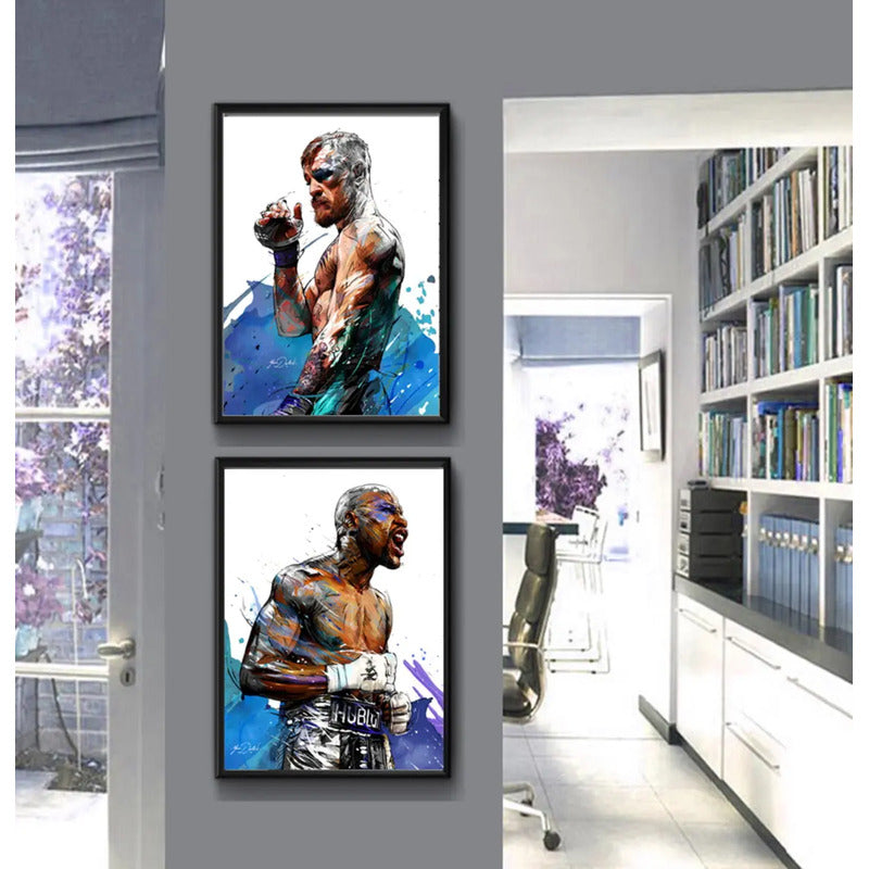 Set 2 Cuadros Mcgregor Mayweather Boxeo Ufc Deporte Gym