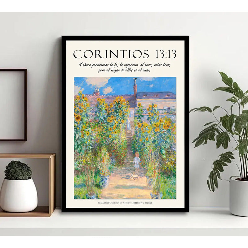 Cuadro Dormitorio Living Versiculo Biblia Corintios 13 Monet Marco Negro