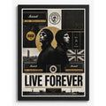 Cuadro Oasis Live Forever Manchester City Futbol Arte Rock Marco Negro