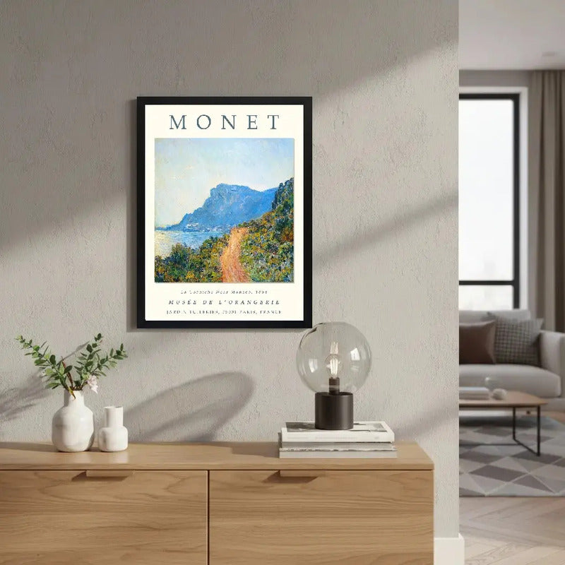 Cuadro Living Dormitorio Claude Monet La Corniche Monaco Art Marco Negro