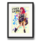 Cuadro Cyndi Lauper Pop Art Musica Decoracion Con Paspartú Marco Negro