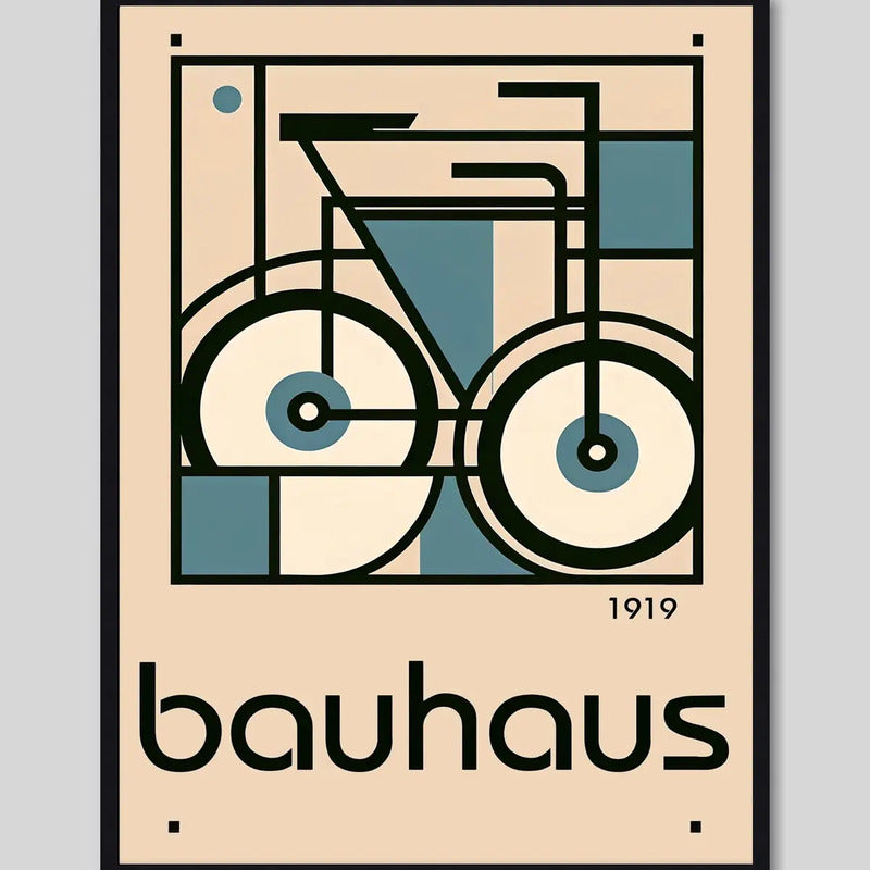 Cuadro Bauhaus Arte Objectos Formas Geometricas Colores Bicicleta 1919 Marco Negro