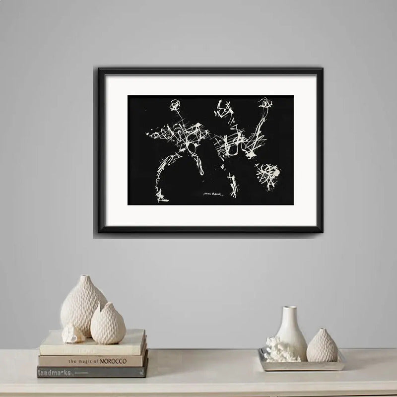 Cuadro Jackson Pollock Triad Triada Abstracto Con Paspartú Marco Negro