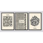 Set 3 Cuadros Keith Haring Humanism Obra Mural Street Art Marco Negro