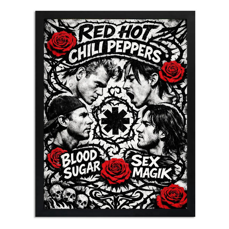 Cuadro Red Hot Chilli Peppers Blood Sugar Sex Magik Rock Marco Negro