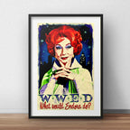 Cuadro Endora Pop Art  Bewitched Bruja Serie Con Paspartú Marco Negro