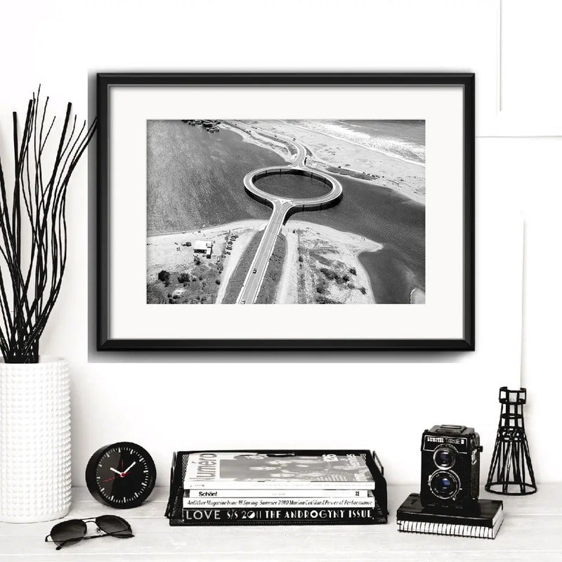 Cuadro Punta Del Este Fotos En Blanco Y Negro Con Paspartú Puente De La Laguna Garzón Con Marco Negro