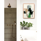 Cuadro Dormitorio Living Boho Abstracto Urban Moss Beige Oak Marco Marrón Claro