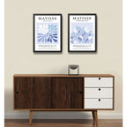 Set 2 Cuadros Dormitorio Living Matisse Tonos Azul Indigo Marco Negro