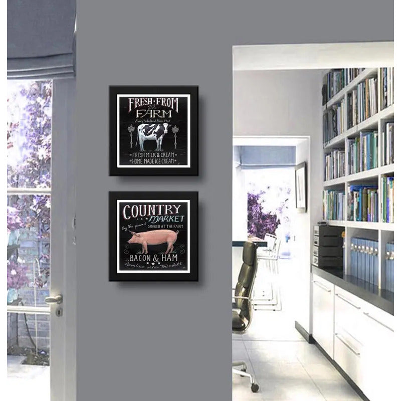 Set 2 Cuadros Cocina Gourmet Carnes Vaca Cerdo Chef Decora