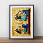 Cuadro Egipto Papyrus Damas Pirámide Decoracion Con Paspartú Marco Negro