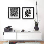 Set 2 Cuadros Yayoi Kusama Matisse Blanco Y Negro 33x33cm Marco Negro