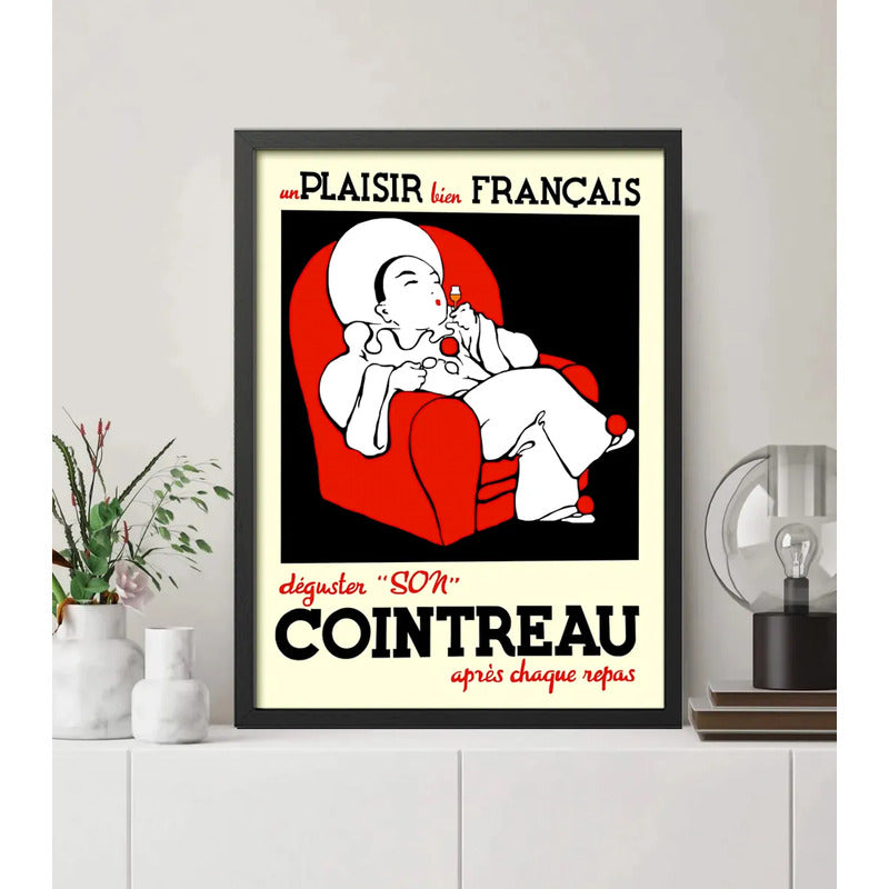 Cuadro Cointreau Licor Naranja Retro Bebida Cocina Bar Pub Marco Negro