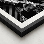 Cuadro Jimi Hendrix Blanco Y Negro Psicodélico Rock Guitarra Marco Negro