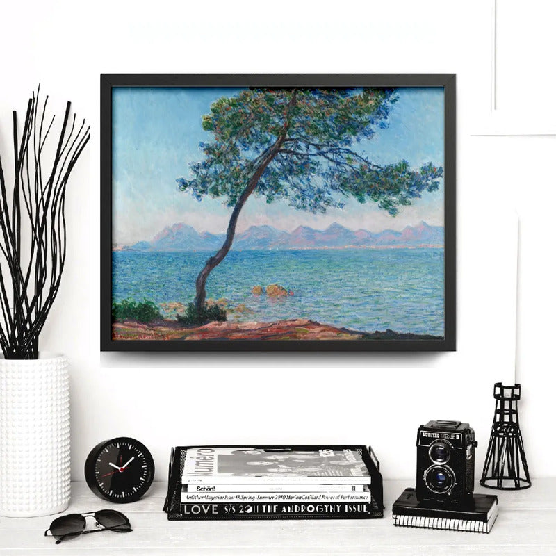 Cuadro Claude Monet Los Montes Estérel Montanas Nautico Mar Marco Negro