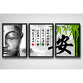 Set 3 Cuadros Buda Meditacion Zen Feng Shui Significado Paz