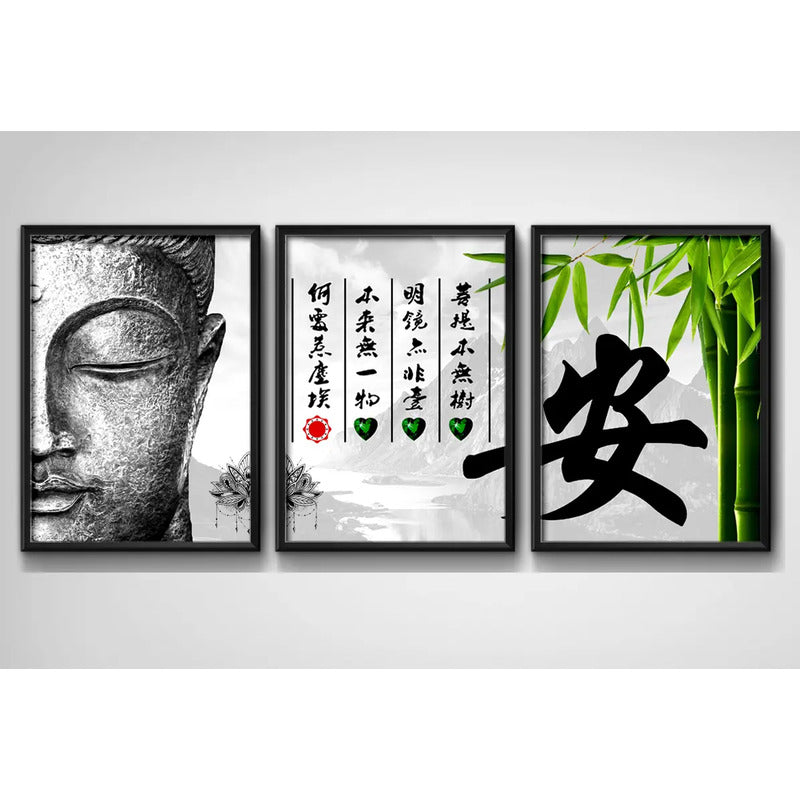 Set 3 Cuadros Buda Meditacion Zen Feng Shui Significado Paz