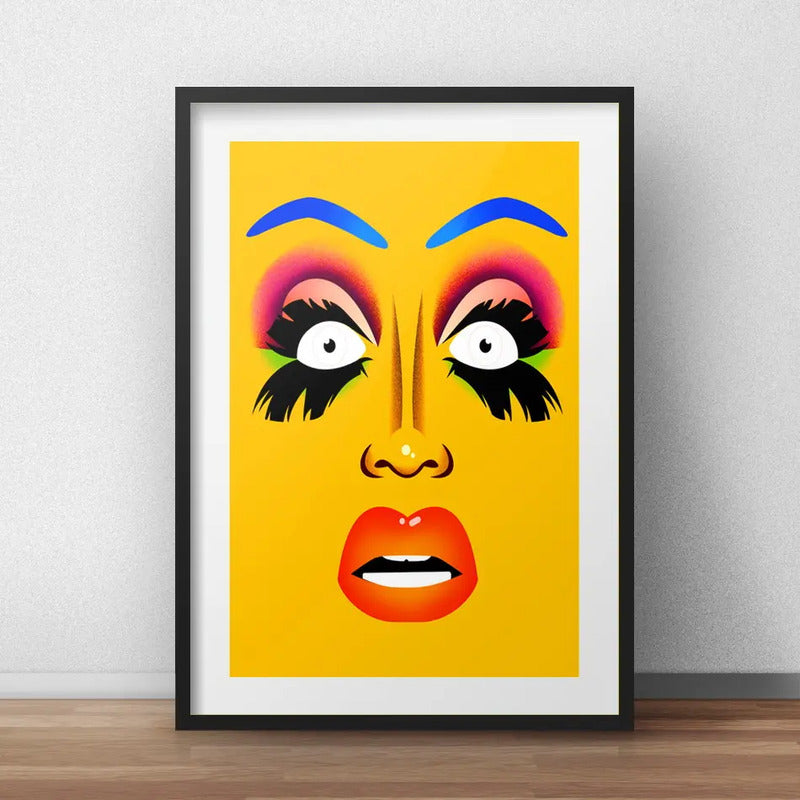 Cuadro Drag Queen Pop Art Brs2 Decoracion Con Paspartú Marco Negro
