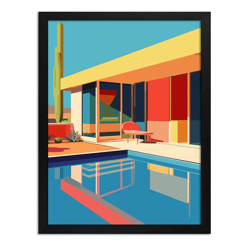 Cuadro Arquitectura Moderna Bauhaus Proyectos De Decoracion Casa Con Piscina Cactus Saguaro Negro