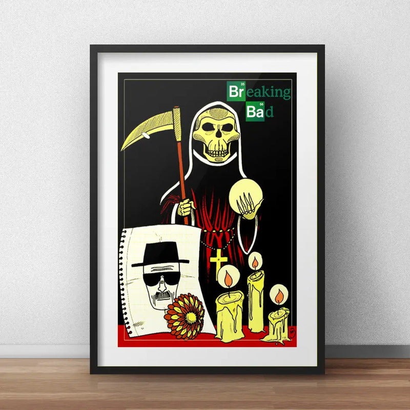 Cuadro Heisenberg Muerte Calavera Breaking Bad Con Paspartú Marco Negro