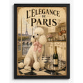 Cuadro Elegace Paris Poodle Perro Champagne Cocina Living Marco Negro