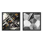 Set 2 Cuadros Arquitectura Moderna Edificio Proyecto 33x33cm Escena Urbana Con Marco Negro