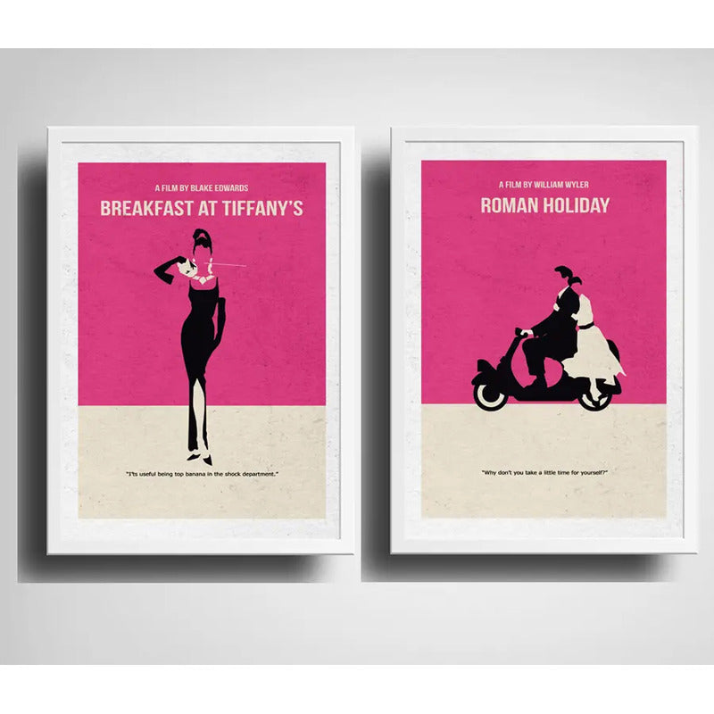 Set 2 Cuadros Audrey Hepburn Minimalista Pop Art Peliculas