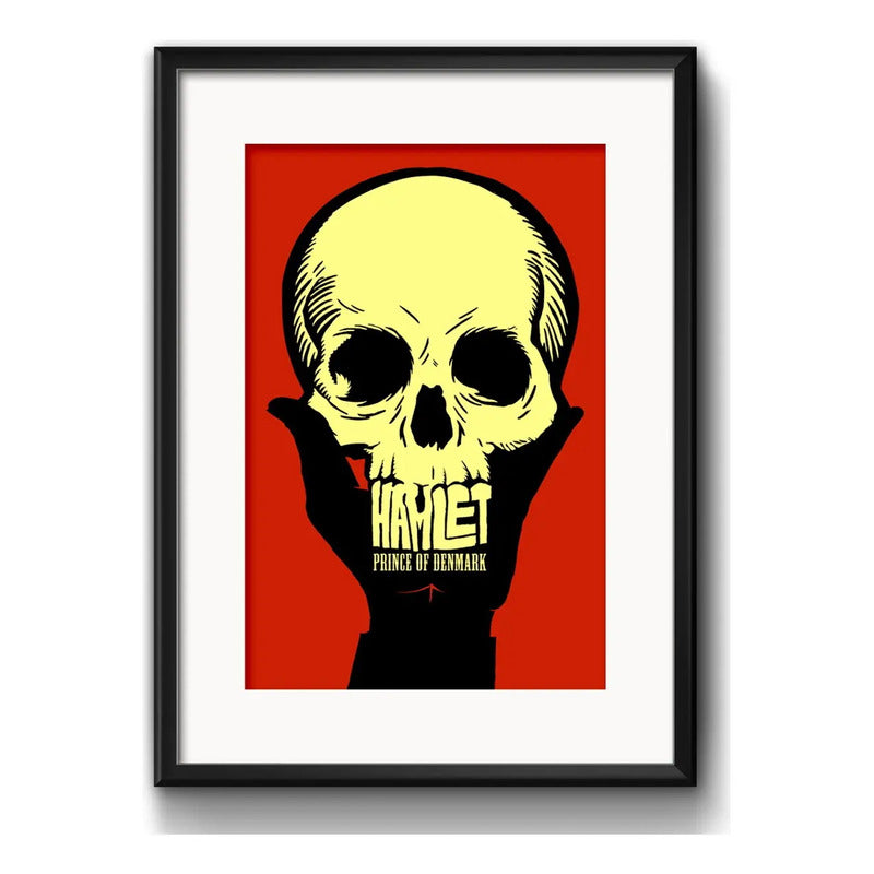 Cuadro Hamlet Shakespeare Calavera Decoracion Con Paspartú Marco Negro