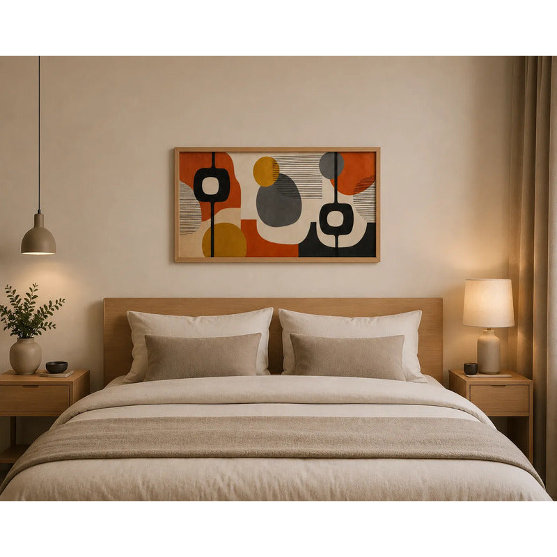 Cuadro Dormitorio Living Boho Abstract Tonos Terrosos Grande Abstracto Boho Marrón Claro