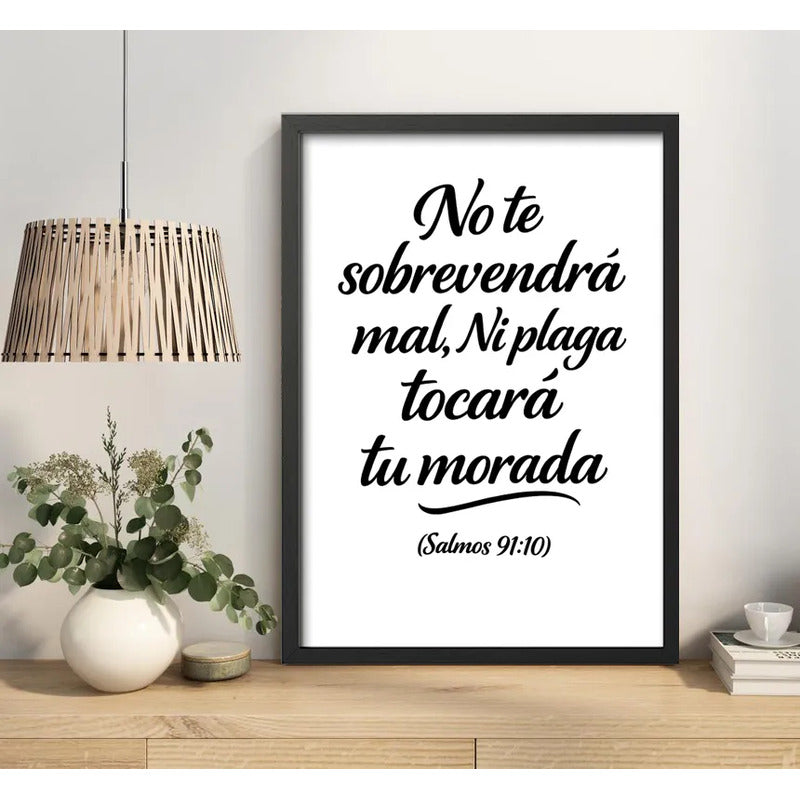 Cuadro Salmo 91:10 Biblia No Te Sobrevendrá Mal Versiculo Marco Negro