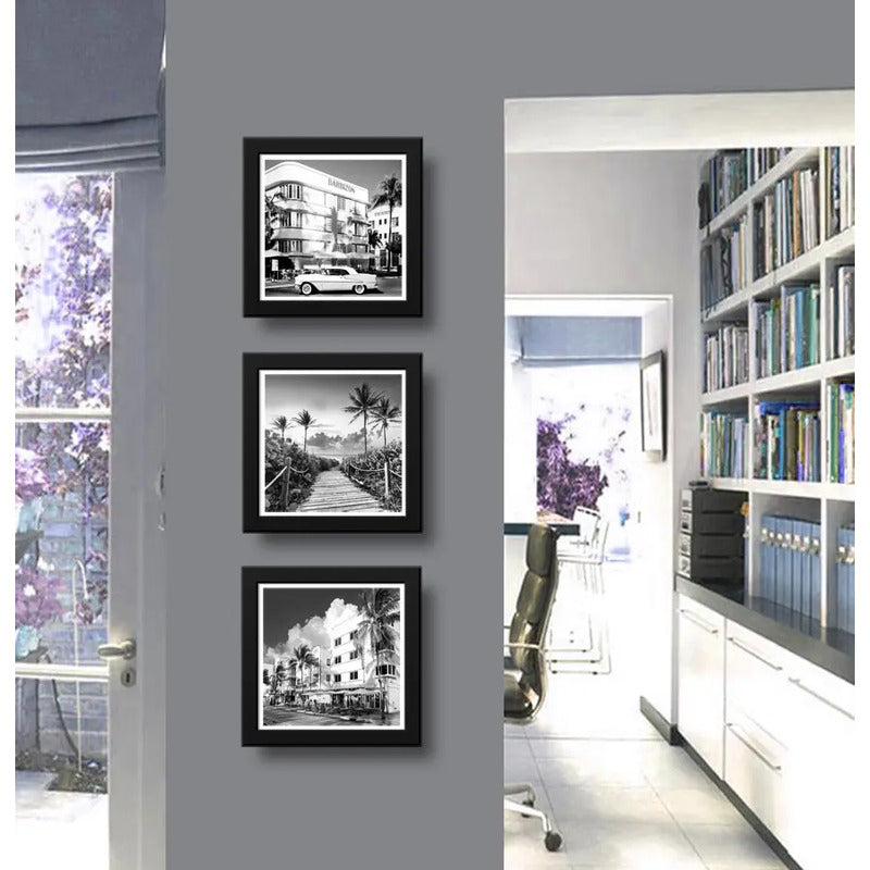 Set 3 Cuadros Miami Beach Florida Playas Paisajes Decoracion