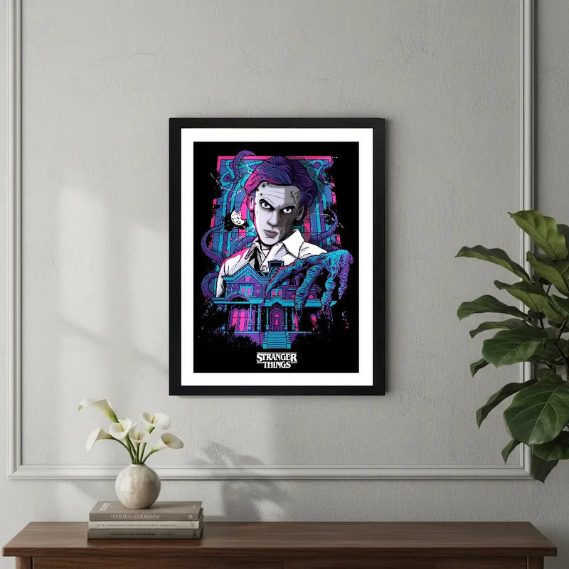 Cuadro Stranger Things Vecna Luminiscente Serie Tv Arte Marco Negro