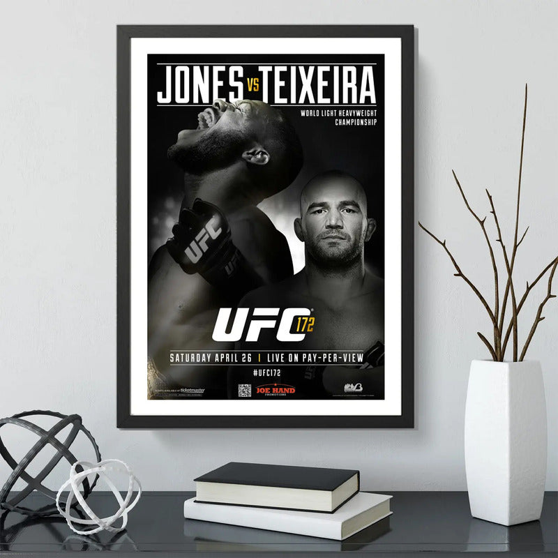 Cuadro Ufc Fight Peleas Famosas Retro Mma Deporte Coleccion Ufc 172 Jon Jones Vs Glover Teixeira Negro