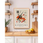 Cuadro Dormitorio Living Kandinsky Abstracto Tonos Beige Oak Marco Marrón Claro