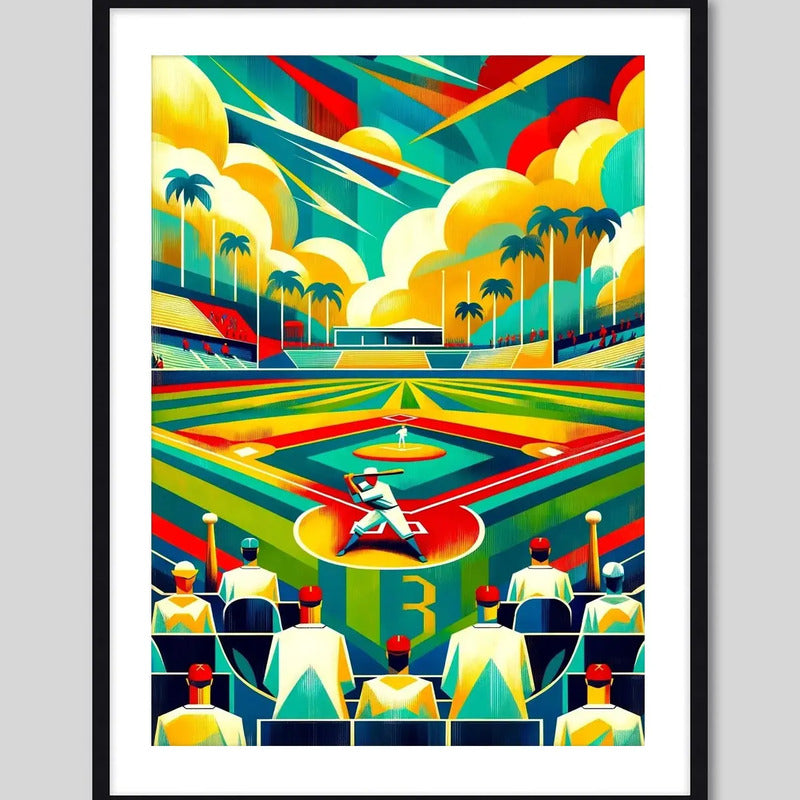 Cuadro Béisbol Baseball Jugador Equipo Club Gym Decoracion Pop Art 1 Con Marco Negro