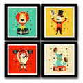 Set 4 Cuadros Circo Infantil Para Dormitorio Leon Decoracion