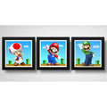 Set 3 Cuadros Marios Bros Luigi Toad Game Videojuego Pop Art