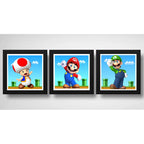 Set 3 Cuadros Marios Bros Luigi Toad Game Videojuego Pop Art