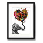 Cuadro Elefante Flores Del Amor Decoracion Con Paspartú