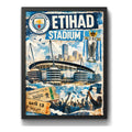 Cuadro Estadio Etihad Stadium Manchester City Futbol Retro Marco Negro